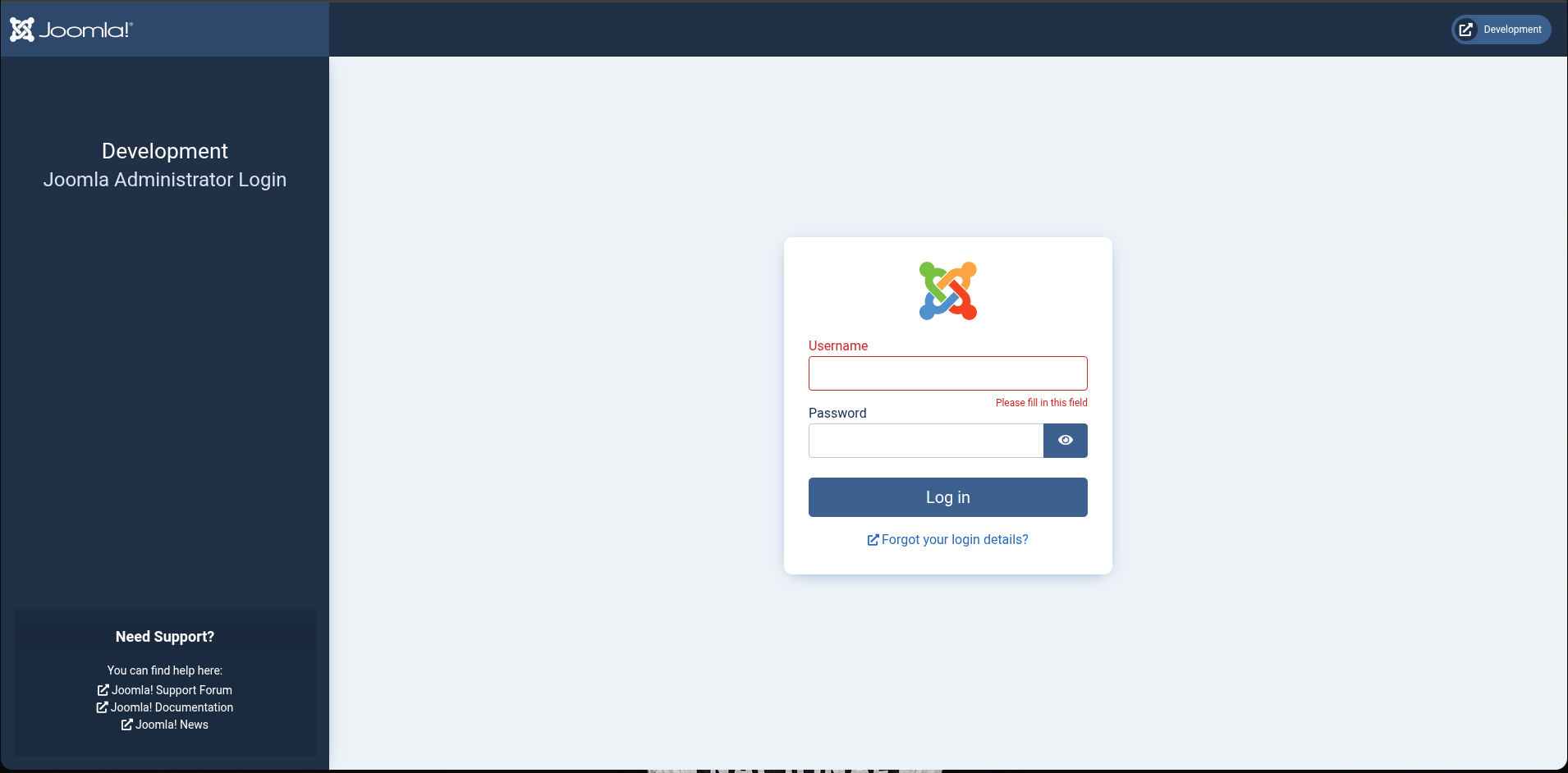 Joomla Administrator Page