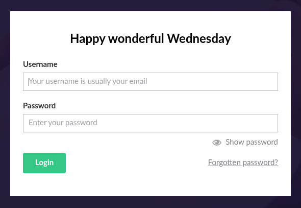 Umbraco CMS Login panel